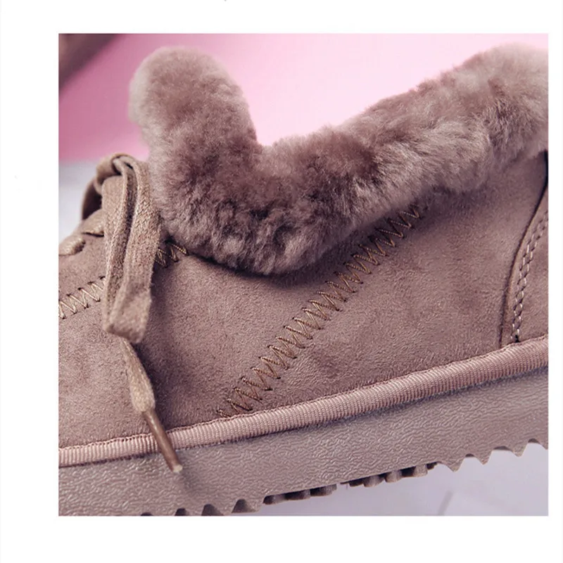Houlife Suede Winter Warm Women Snow Boots Ladies Thick Non-slip Rubber Sole Fur Ankle Boots Lace Up Female Fashion Shoes