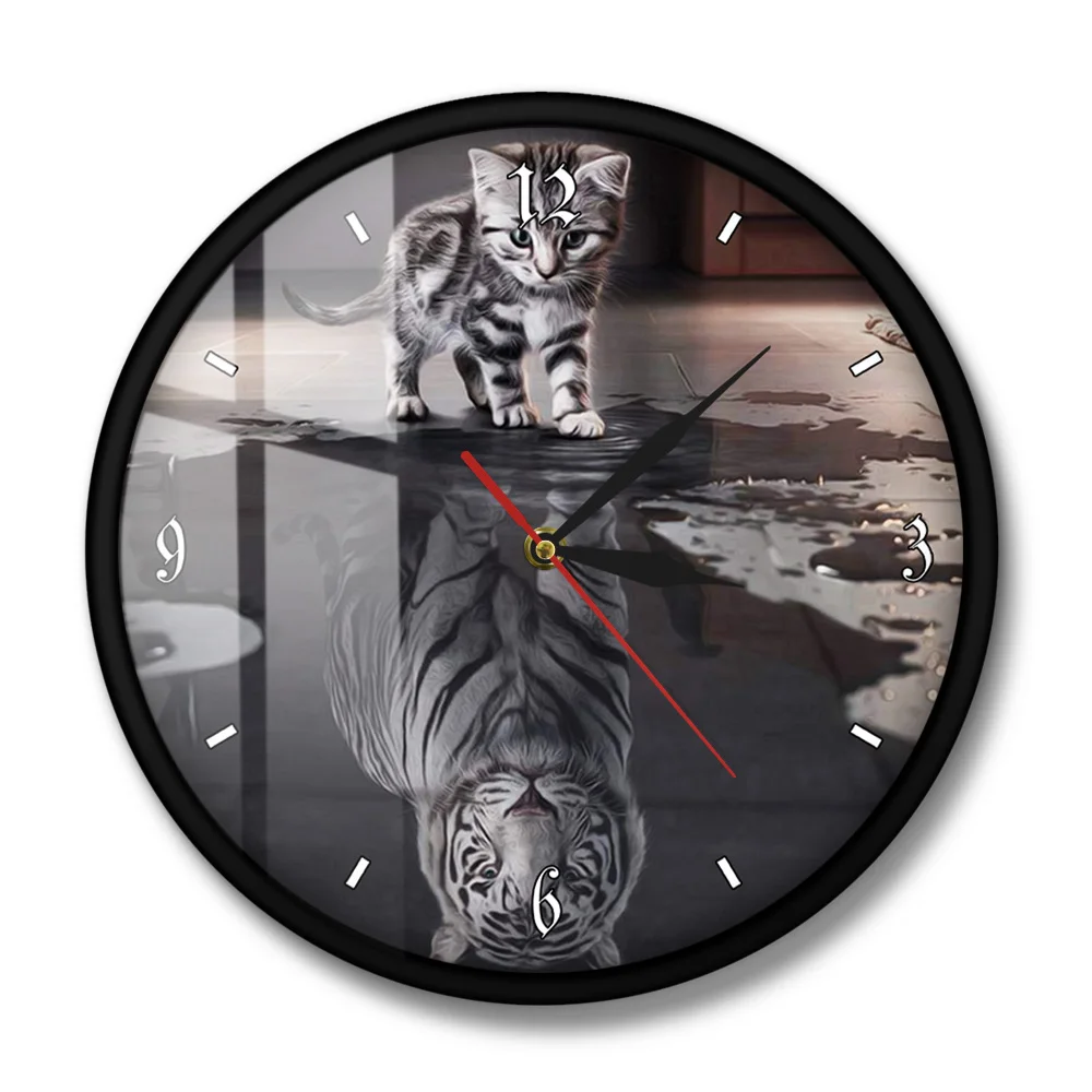 Beautiful White Tiger Alarm Desk Clock 3.75" Home or Office Decor E366 Nice Gift 