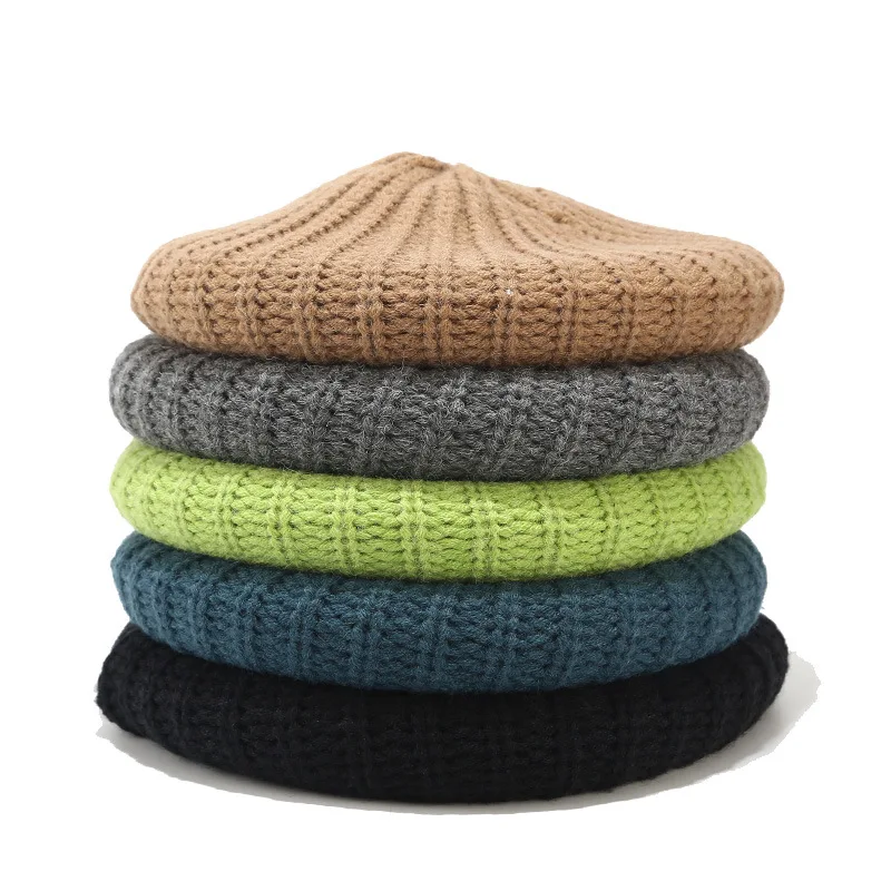 

Wool Beret Hat,Solid Color French Style Winter Warm Cap for Women Girls Lady