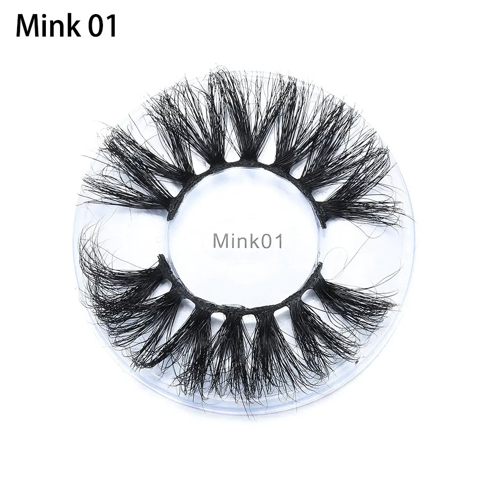 1Pairs 25mm MK01 maquiagem long 25mm lashes 3D Mink Eyelashes Natural Makeup False Lashes Criss-cross Wispies Fluffy Eyelashes Extension - Color: 1Pairs 25mm MK01