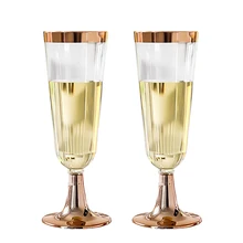 Золотые бокалы для шампанского, одноразовые бокалы для шампанского, пластиковые бокалы для торжеств, свадебной вечеринки