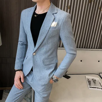 

Pink Small Suit Suit Male 2020 Season Free Hot Pink Trousers One Set Marriage Nightclub Barber Suit