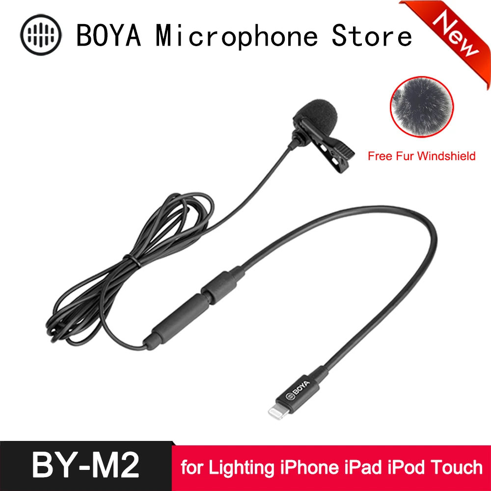 Всенаправленный конденсаторный микрофон BOYA для iPhone 11 Pro Xs Max Xr X 8 7 iPad iPod Touch iOS с