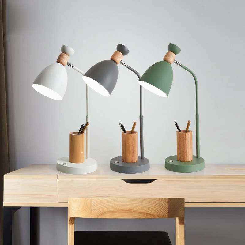 

Nordic modern macarons reading table lamp can be placed pen holder office dormitory E27 work table lamp