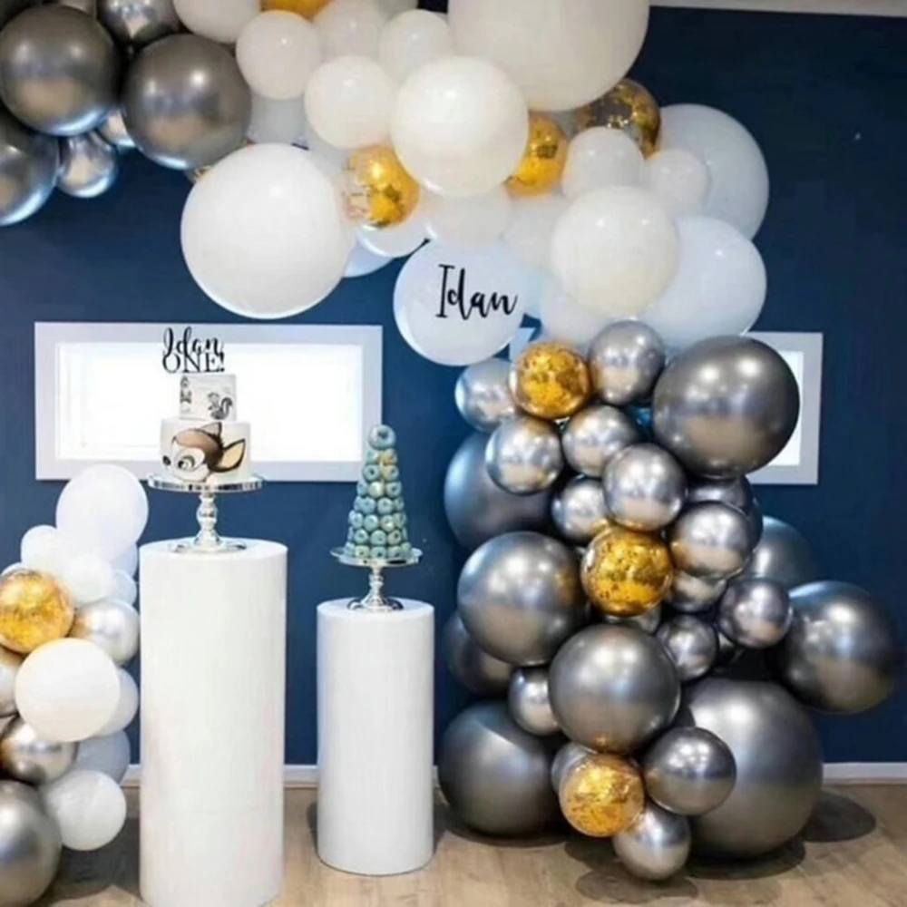 10 Pcs 12 Inch Gold Sliver Black Latex Balloons Wedding Decorations Latex Balloons Thickening Balloons For Home Party Decoration