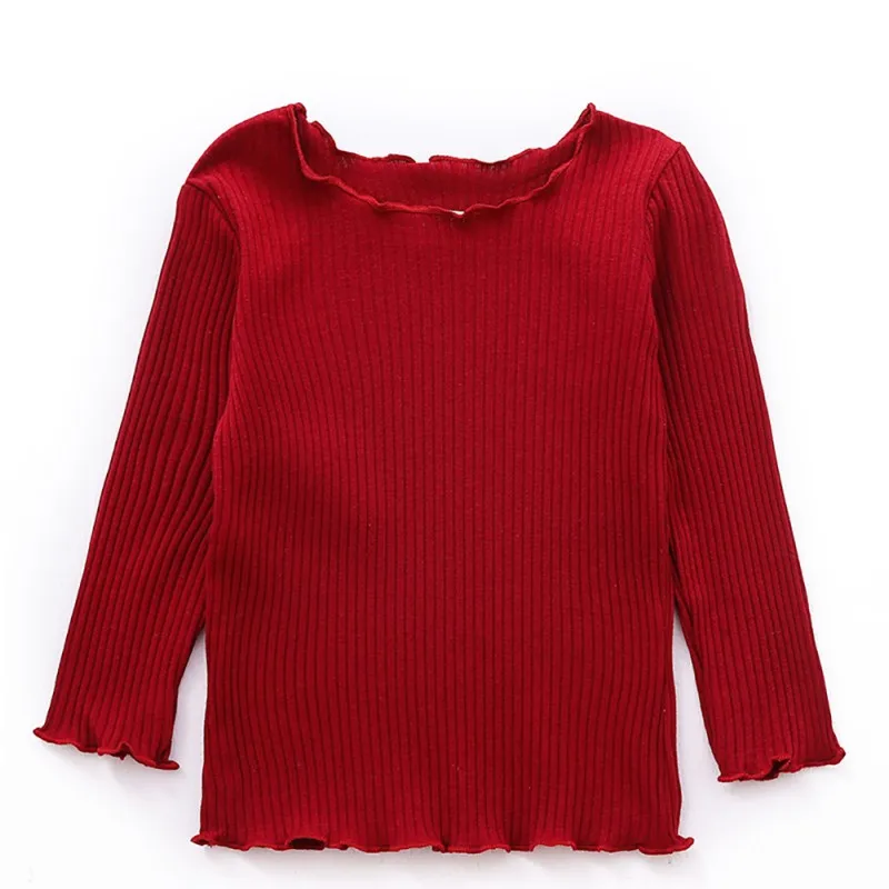 Плотная футболка для маленьких девочек Детские футболки с длинными рукавами Теплые Топы на осень и зиму - Цвет: K