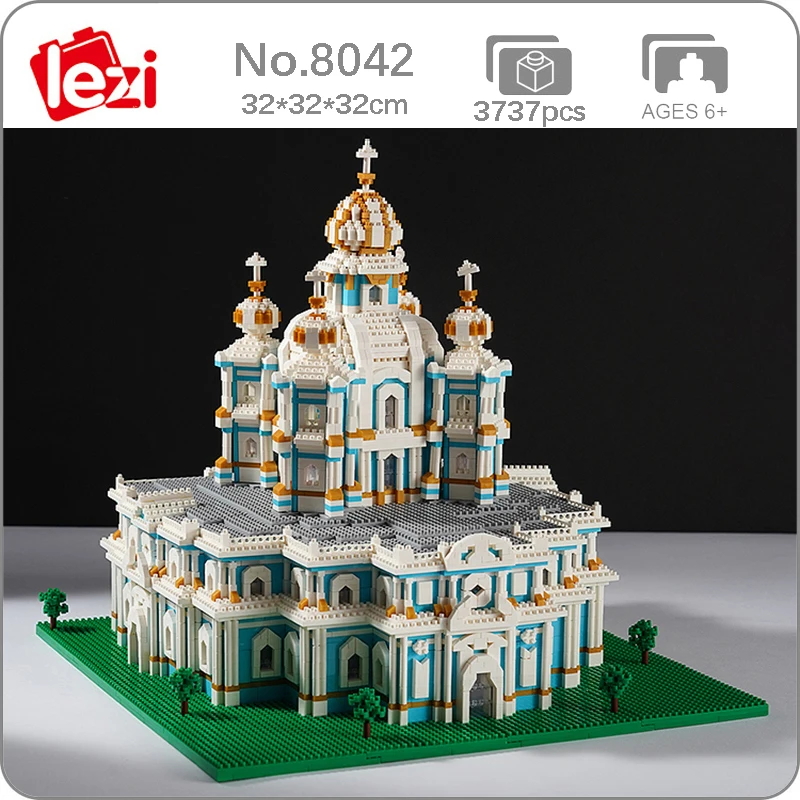 Lezi 8042 мировая архитектура Россия Смольный монастырь церковь 3D модель мини