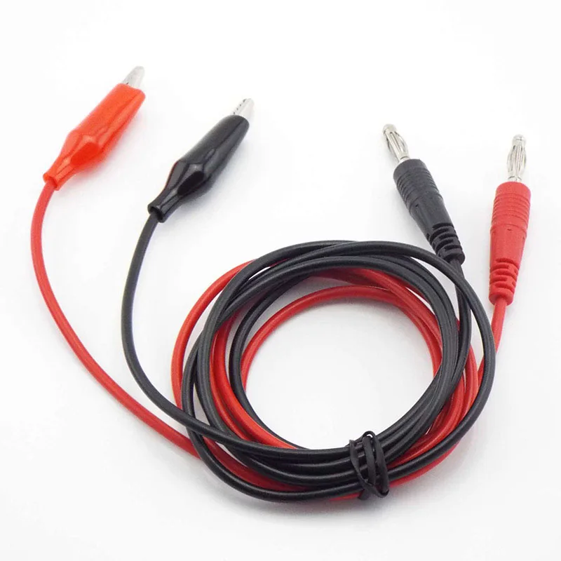 Black NEW Alligator Test Lead Clip To 4mm Banana Plug Probe Cable 1M Red