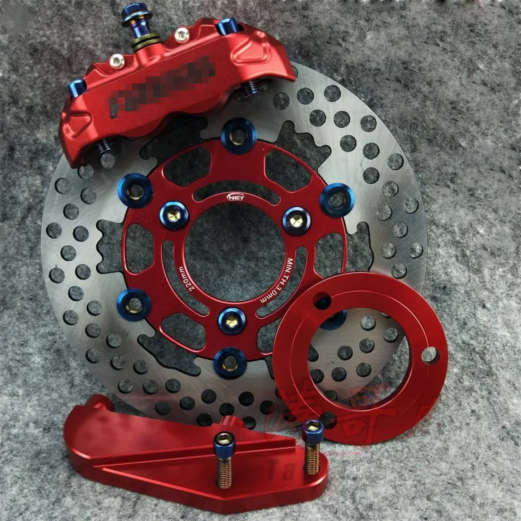 ElectricMotorcycle Brake Caliper Brake Pump 4 Piston+220mm brake dics For Yamaha Kawasaki Scooter Rsz Jog Force Dirt Bike Modify