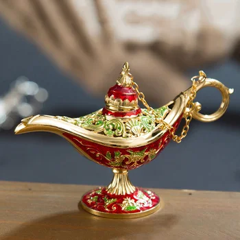 

Hollow Out Fairy Tale Aladin Magic Lamp Tea Pot Genie Lamp Vintage Retro Toy for Home Decor Ornaments Christmas Gift Figures
