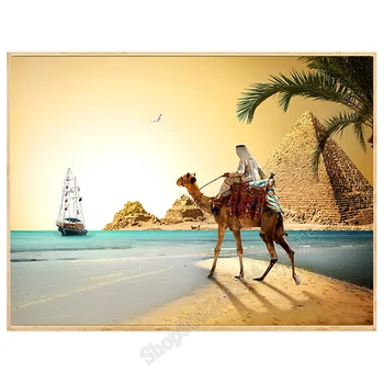 

5D Desert Camels Egypt Pyramid Diamond Embroidery Diamond Painting Round Diamond Mosaic Needlework pictures by Numbers FF2217