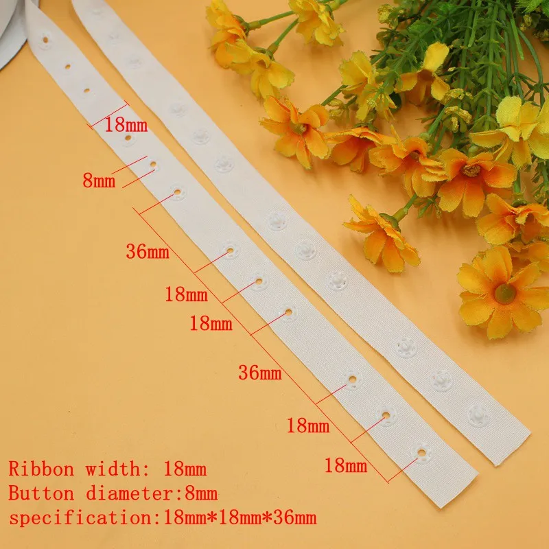 2 or 5yards/lot snap buttons tapes snaps Ribbon buttons Black White Stud Cloth Diaper fabric tape buttons 6