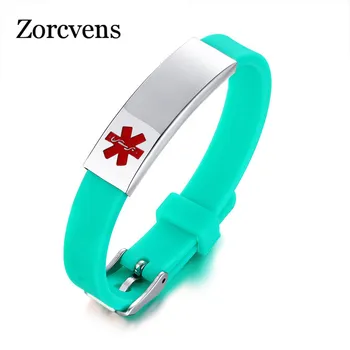 

Modyle Silicone Bracelet Rubber Brands Green Color Slide Fashion Color Disabetes ID Medical Personalized Bracelet for Woman