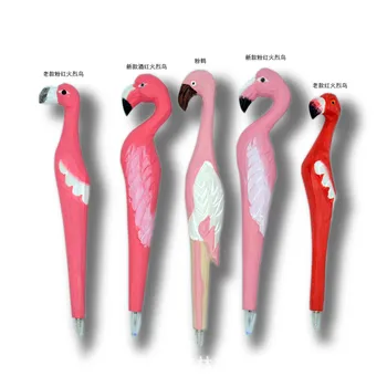 

100pcs Handmade Wood Carving Animal Ballpoint Pen Creative Wood Powder Crane Ballpoint Pen Replaceable Gel Refill