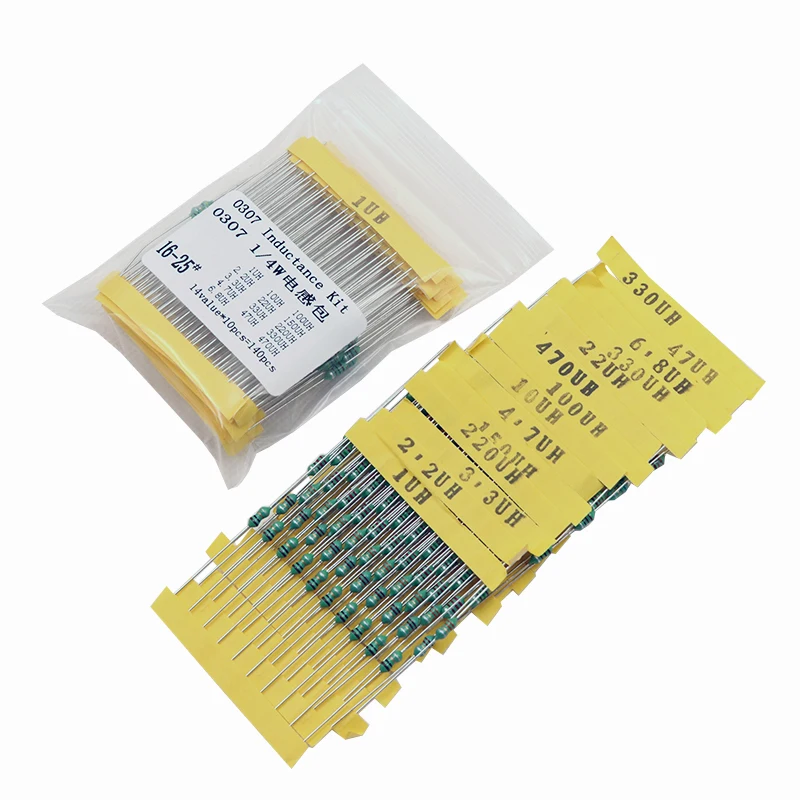 Free Shipping 0307 1uH to 470uH Inductor, 14valuesX10pcs=140pcs,,color ring Inductor Assorted Kit