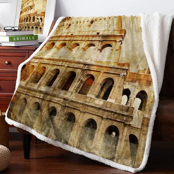 

Italian Roman Retro Style Ruins Bedspread Coverlet Blankets Fleece Throw Cover Wrap Personalized Thick