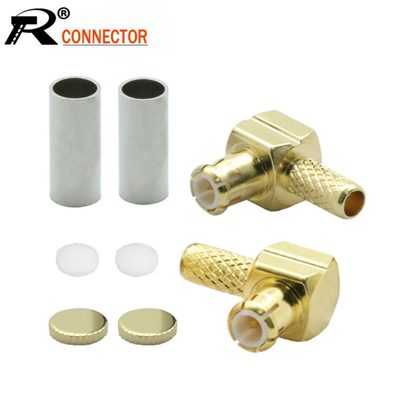 10PCS copper MCX male right angle RF Connector crimp for RG174 RG316 RG178 Cable