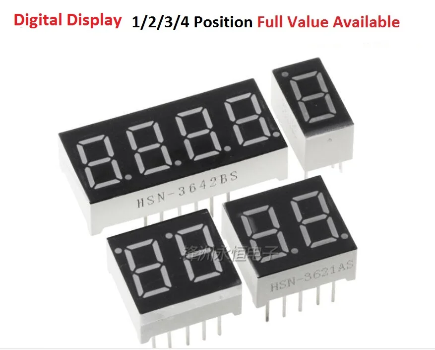 5 шт. цифровая трубка 0,2" 0,36" 0,5" дюйм 1/2/3/4 сегмент позиции общий анод/катод Красный ЖК-дисплей цифровой Дисплей трубка AS/BS