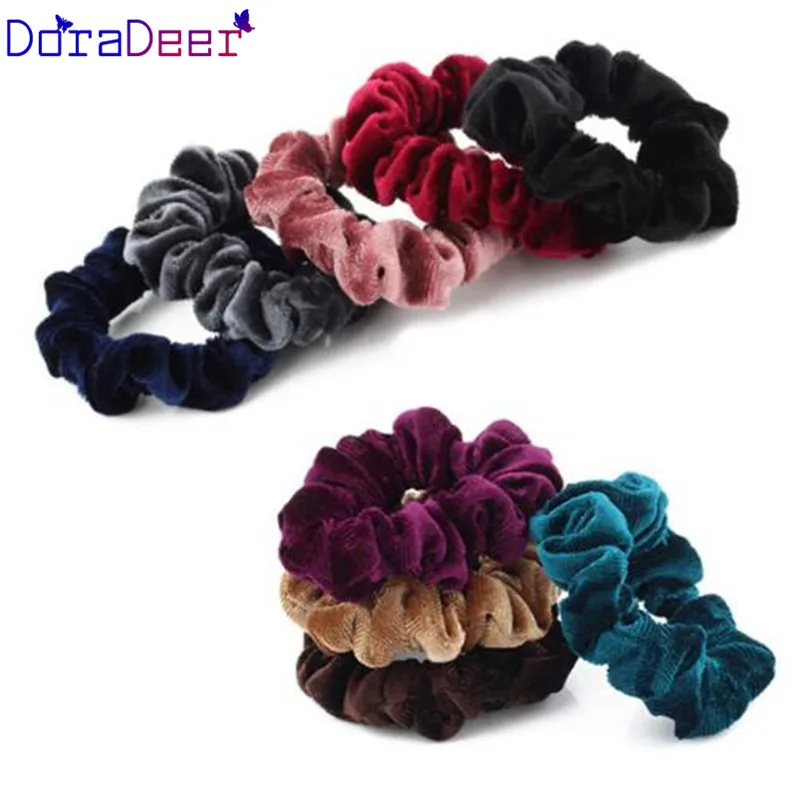 

DoraDeer 2019 Women Velvet Scrunchies Solid Elastic Hair Bands Ponytail Holder Scrunchies Tie Headband Lady Hair Accessories