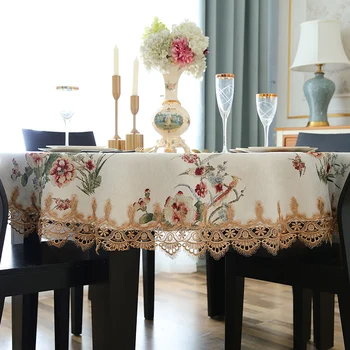

European Large Round Table Cloth Chenille Jacquard Table Cloth Christmas Dining Table Cover Round Tablecloths for Wedding Decor