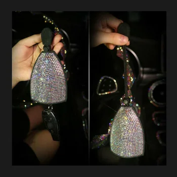 

1pcs Lxury Bling Universal Crystal Diamond Leather Car Key Bag Holder Shell Case Cover For Benz BMW Audi