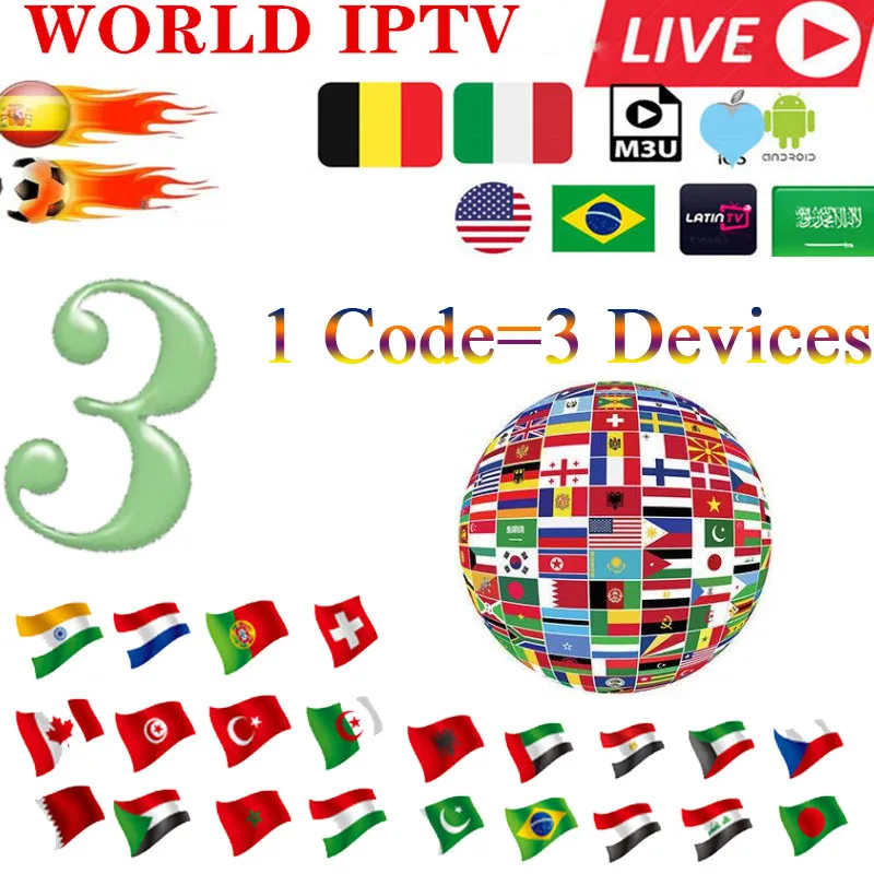 

World IPTV Subscription iptv android tv box European Sweden arabic French Spain France Portugal USA UK Support for Smart TV M3U
