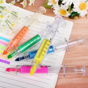 

6pcs Syringe Highlighter Pen Plastic Nurse Doctor Student Novelty Fluorescent Marker Pen For Kids School Office Supplies