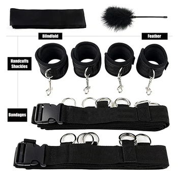 Bed BDSM Bondage Restraints Handcuffs Open Legs Sex Bondage Set Couples Flirt Fetish Binding Limbs Slave Training Unisex Sex Toy 2