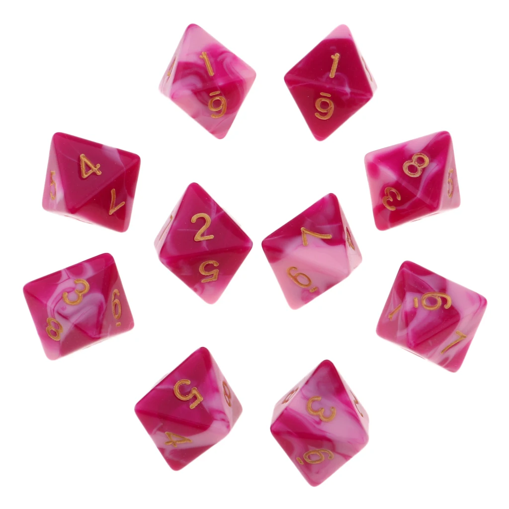 10 Pieces Polyhedral Dice Set Multi-sided Dice D8 for TRPG D& Dragons Game 8-sided Dice Set 