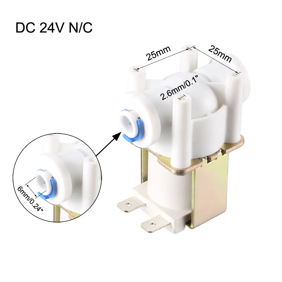 Uxcell Соленоидный клапан для воды DC 24V N/C нормально закрытый 6 мм быстроразъемные выпускные клапаны