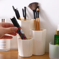 Cosmetic Brush Holder 3 Lattices Makeup Organizer Eyebrow Pencil Makeup Brush Storage Box Pen Container Polish Nail Brush Holder 2