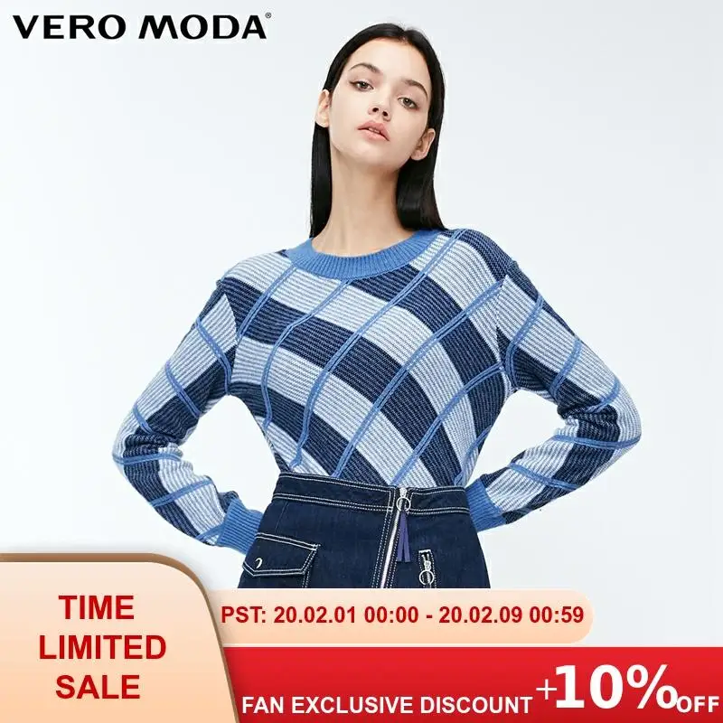 Vero Moda Новый Винтажный стиль Женская круглая горловина в полоску с открытыми