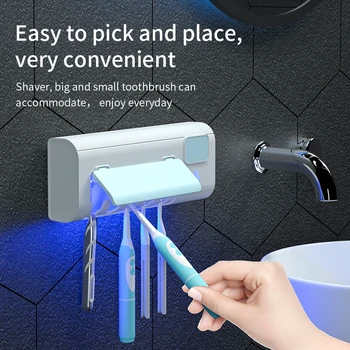 

Toothbrush Sterilizer Automatic Toothpaste Antibacteria UV Light Ultraviolet Dispenser Tooth Brush Holder Oral Hygiene Cleaner