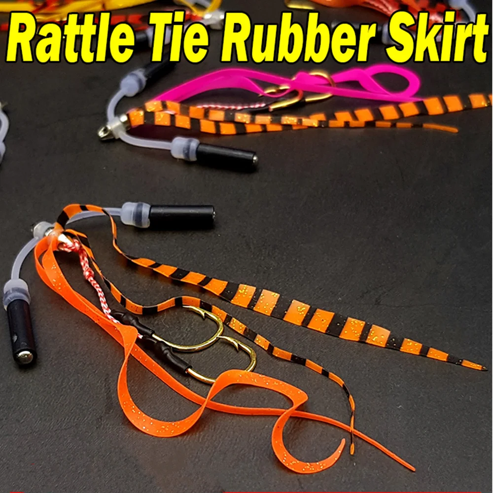 JINHONGKANG Rattle Squid Jigs Silicone Skirts with bell Rubber jig Assist Hook 9 snapper