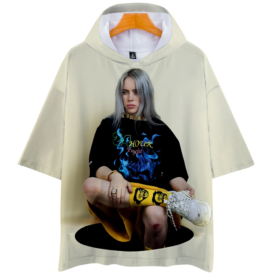 Billie Eilish za 3D толстовки новые с коротким рукавом модные лето/весна футболка классная и дышащая футболка с коротким рукавом