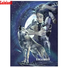 Картина с бриллиантами индийский волк красота мозаика вышивка мозаика фото на заказ перо холст живопись Стразы Картина декор