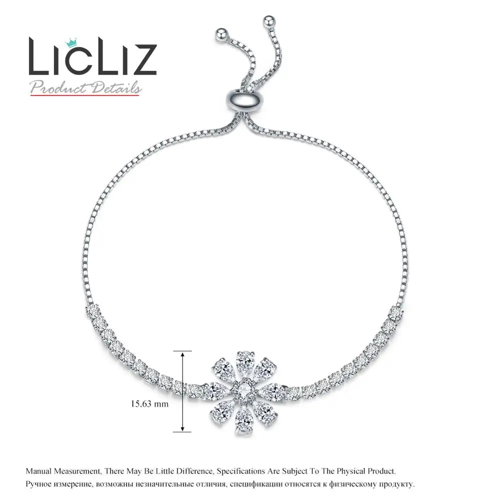 LicLiz,, модные, Роскошные, геометрические, цветочные, очаровательные, регулируемые браслеты для женщин, циркон, белое золото, коробка, цепь, ювелирное изделие, LUB0207 - Окраска металла: 202
