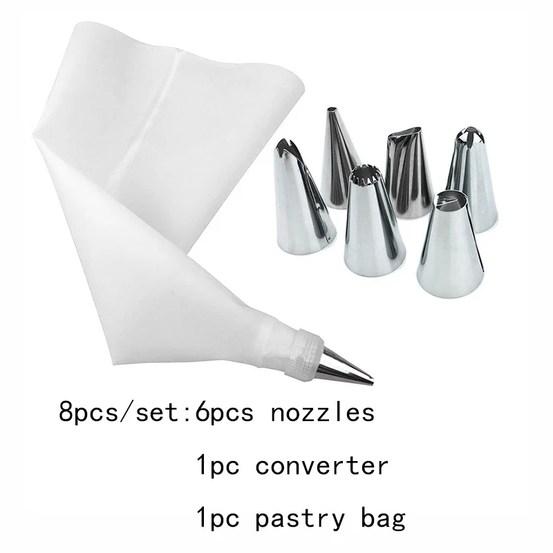 8pcs white 100/200/300 шт одноразовый мешок для теста глазировки с изображением торта Декор кекса сумки Fondant(сахарная) крем торт Кондитерская насадка для выпечки Инструменты - Цвет: 8pcs white