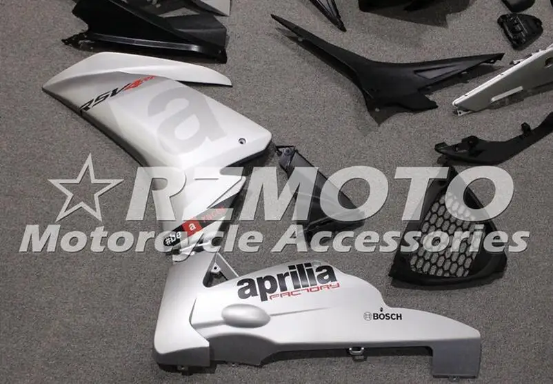 Полный мотоцикл полный комплект обтекателя для Aprilia RSV4 1000 2010 2011 2012 2013 впрыска ABS Пластик серебристый матово