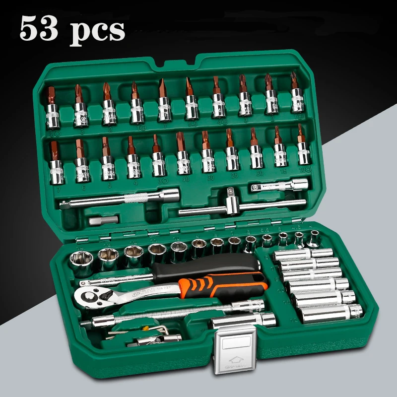46pcs/set Carbon Steel Combination Set Wrench Socket Spanner Screwdriver Household Motorcycle Car Repair Tool 46pcs/set Carbon Steel Combination Set Wrench Socket Spanner Screwdriver Household Motorcycle Car Repair Tool
