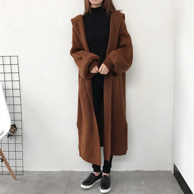 X-Long Hooded Sweater Cardigan For Women Korean