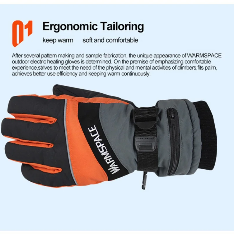 1 Pair Winter Hand Warmer Electric Thermal Gloves Anti-slip Waterproof Heated Gloves Battery Powered Outdoor Motorcycle Ski Glov