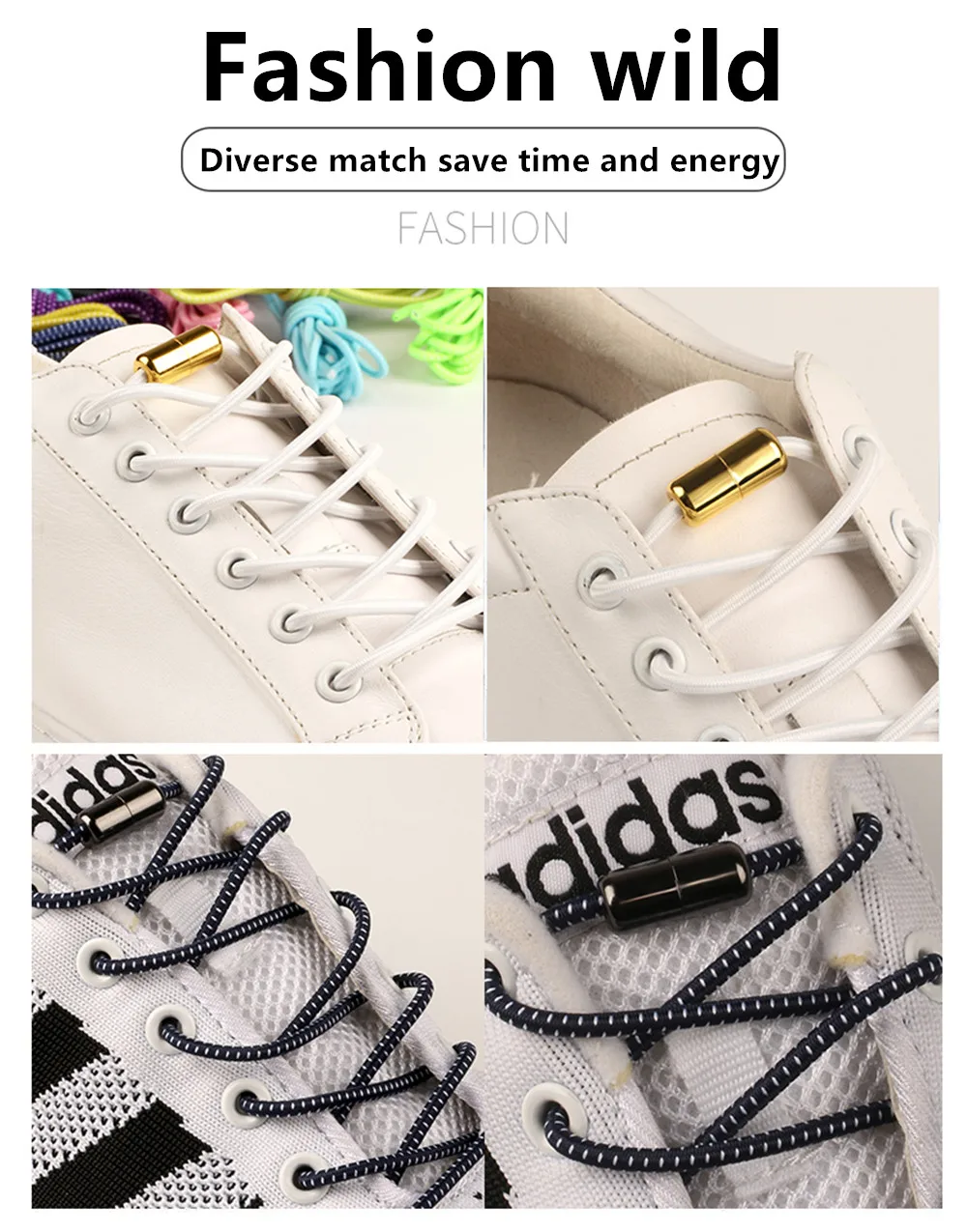 No Tie Elastic Lazy Shoelaces With Metal Turnbuckle For Kids And Adults Sneakers Polyester