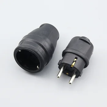 

European Germany 2 Pin EU Plug AC Electrical Power Male Plug Female Socket Extension Cord Cable Connector Power Plug Adapter