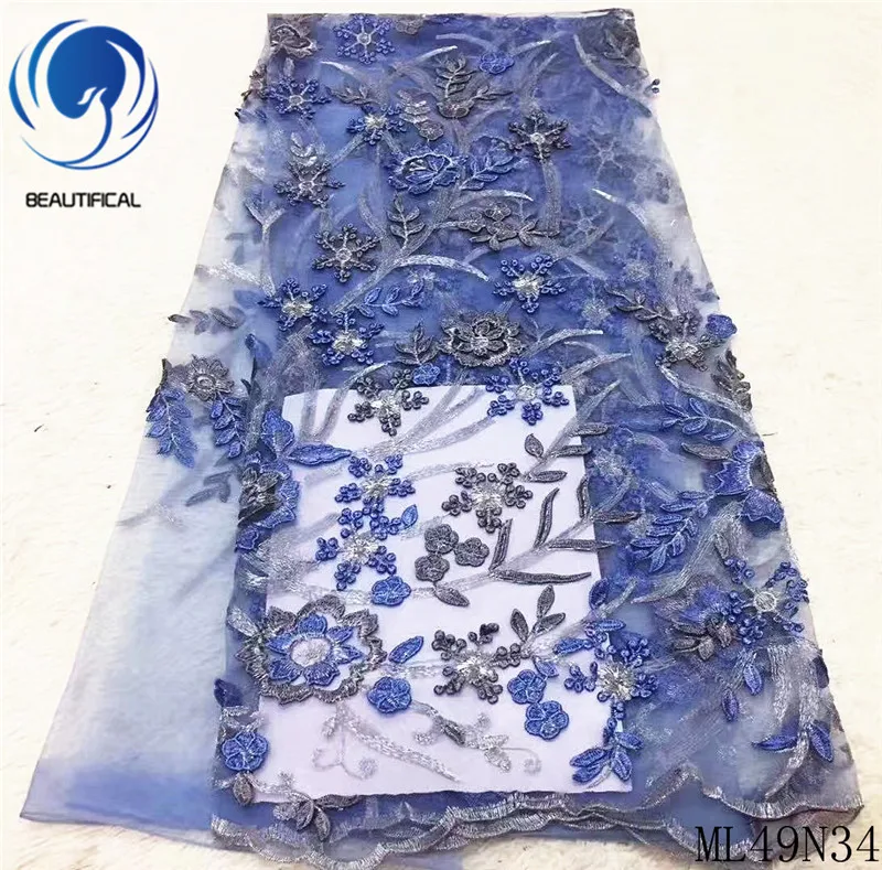 

Beautifical nigerian lace fabrics An artistic design embroidery lace fabrics 2019 New french net lace for women ML49N34