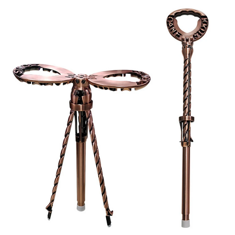 Cane Stool Foldable Trekking Pole Triangle Bracket Mountaineering Stool Multifunctional Metal Stick 