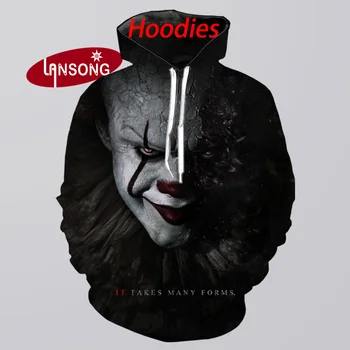 

stranger things hip hop streetwears 3d print it chapter hoodies men harajuku coat weashirts/pants winter jacket men clothes