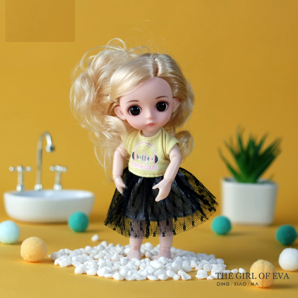 Новинка 16 см BJD кукла с париком 3D глаза одежда наряд обувь парик волосы макияж подвижные суставы кукла для девочек подарок - Цвет: Красный