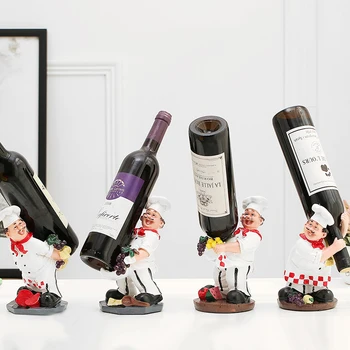 

Creative Chef Model Wine Racks Nordic Resin Desktop Decoration Crafts Bar Furnishing Cabinet Red Wine Display Storage Holders