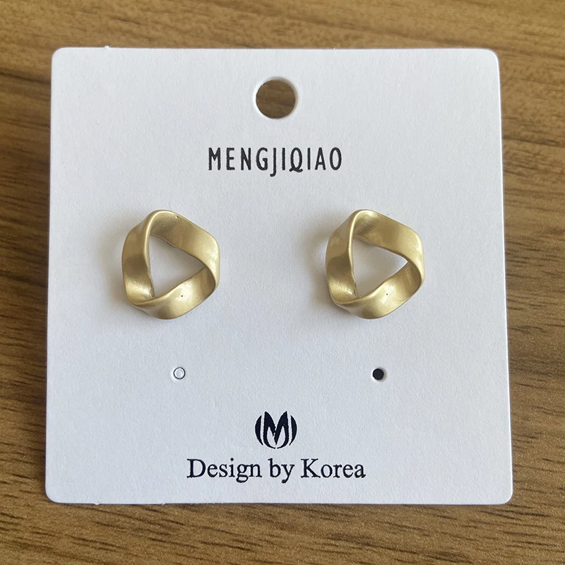 MENGJIQIAO новые винтажные Необычные круглые матовые металлические золотые серьги-гвоздики для женщин модные геометрические праздничные Ювелирные изделия Подарки